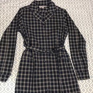 MIDI BLUE/WHITE CHECKER DRESS